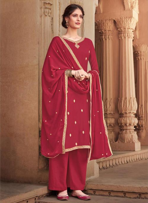 red colour cotton suit