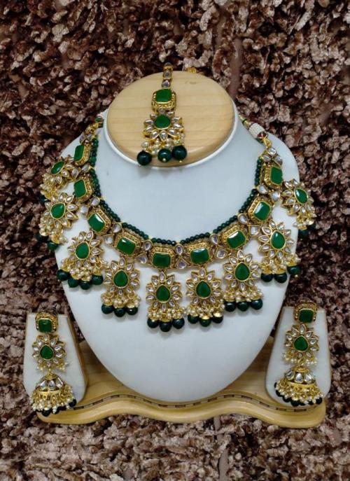 green polki necklace set