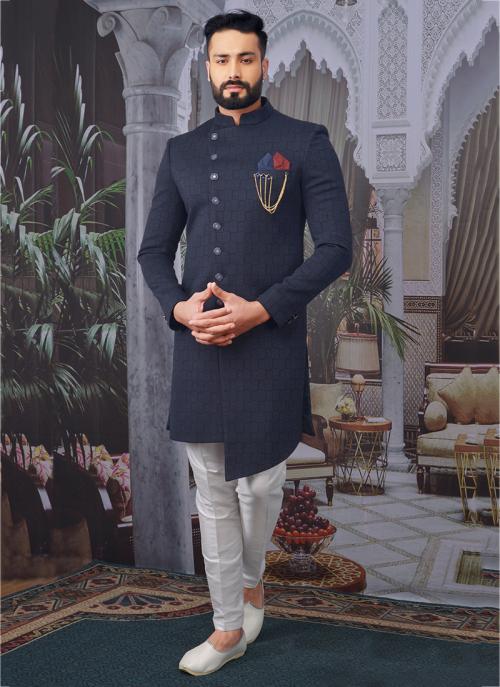 navy sherwani