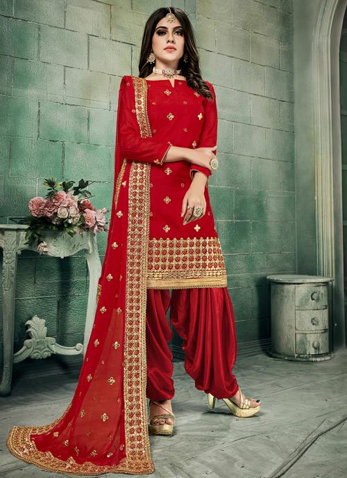 silk gota patti suit