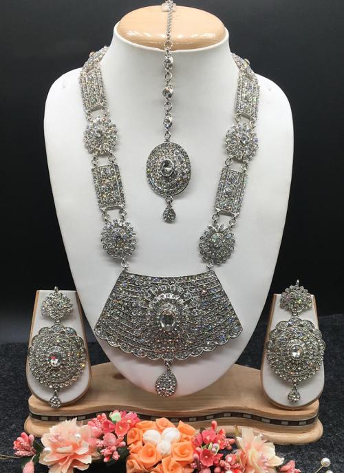 Silver Plated Long Necklace Set 