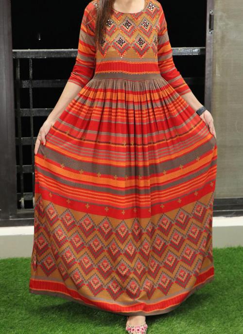 Buy Orange Cotton Casual Wear Printed 