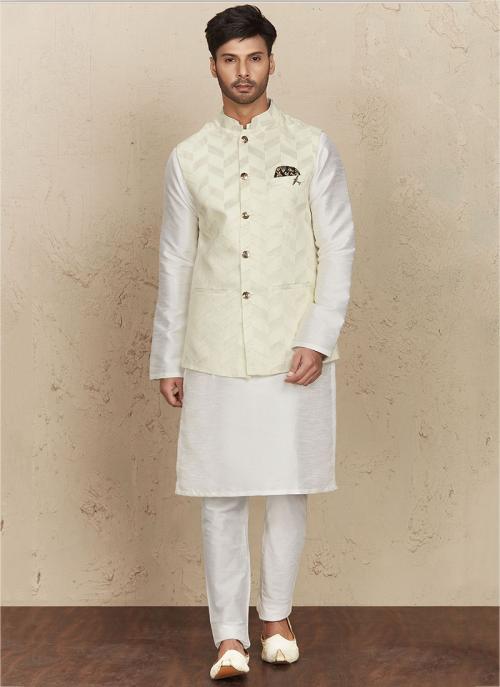 waist coat on white kurta