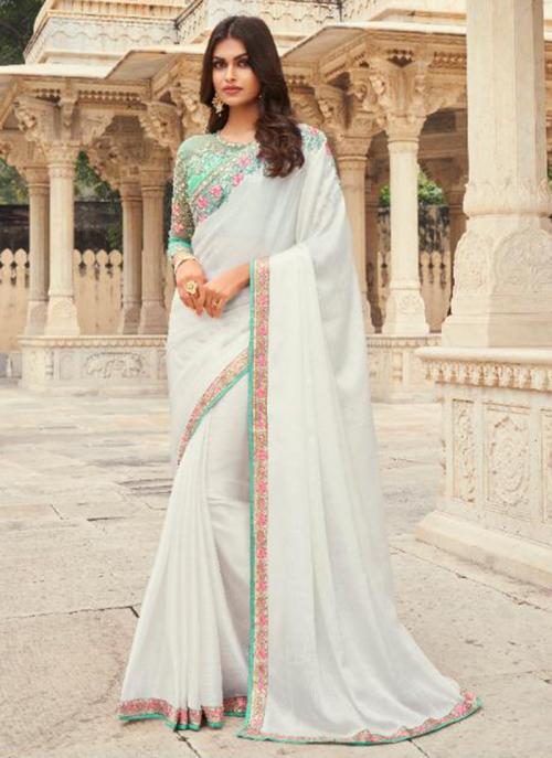 white fancy saree online