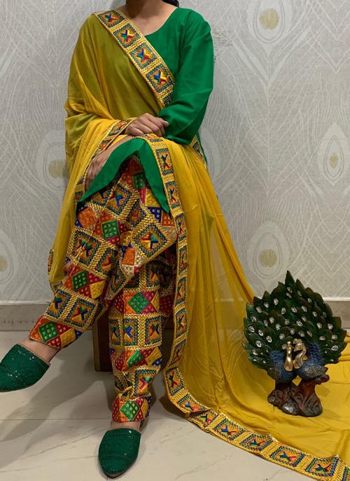 phulkari suit yellow