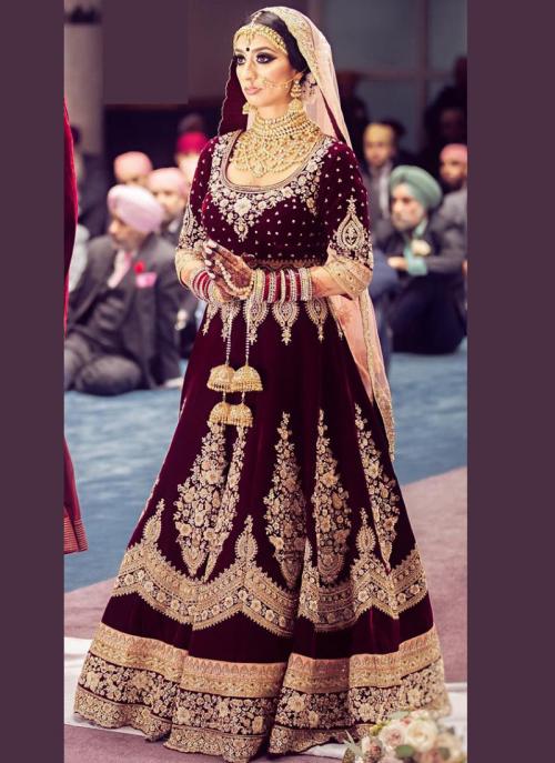 bridal maroon gown