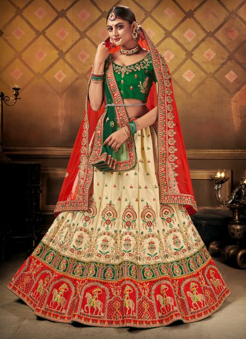 red and green ghagra choli