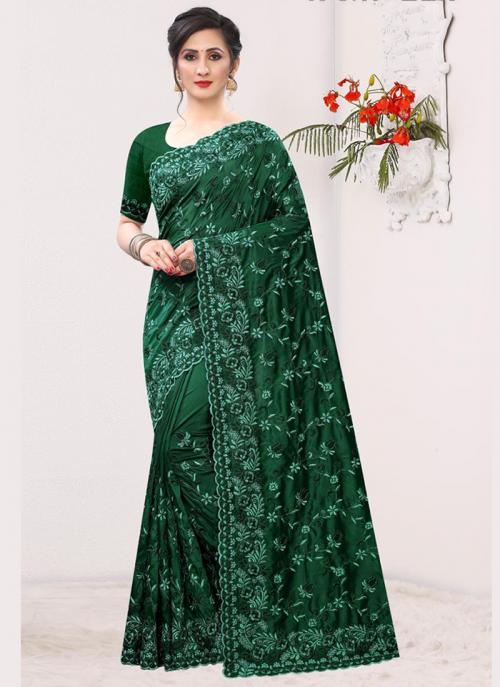 dark green wedding saree