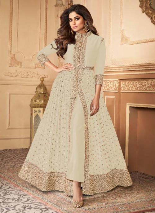white anarkali suit online