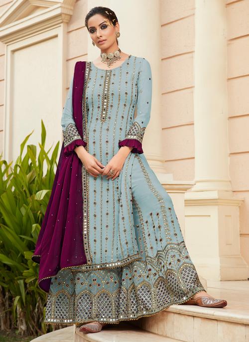 blue sharara dress