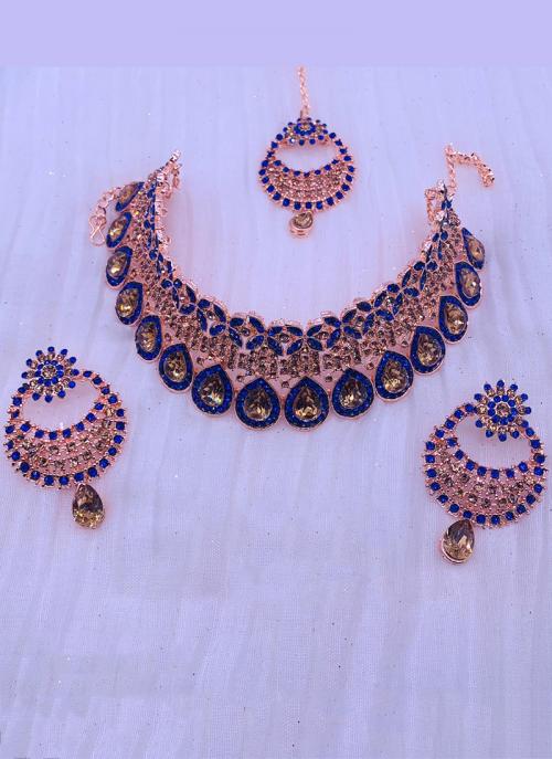 Blue Traditional Wear Jewellery Necklace Design