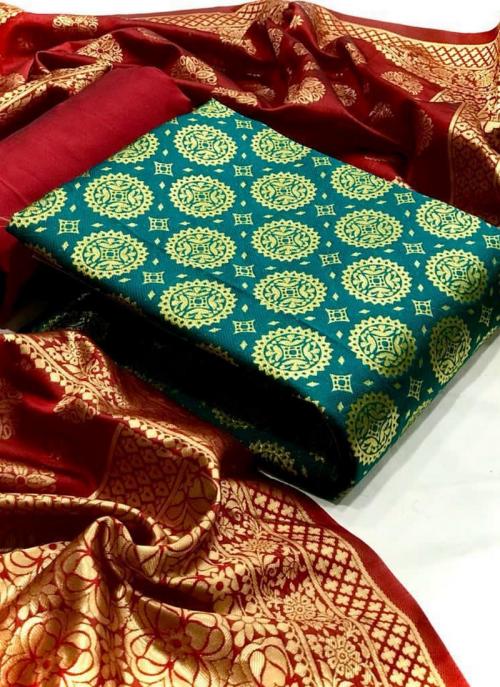 Buy Rama Green Banarasi Silk 