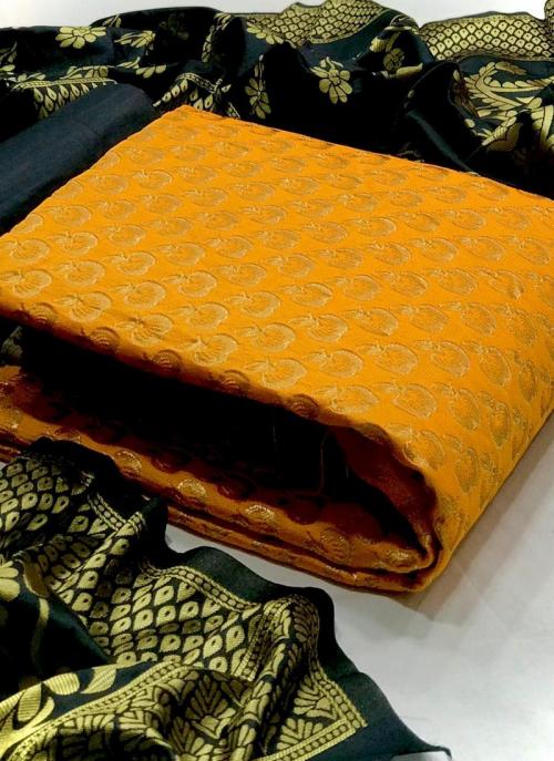 Yellow Banarasi Silk Festival Wear Weaving Dress Material