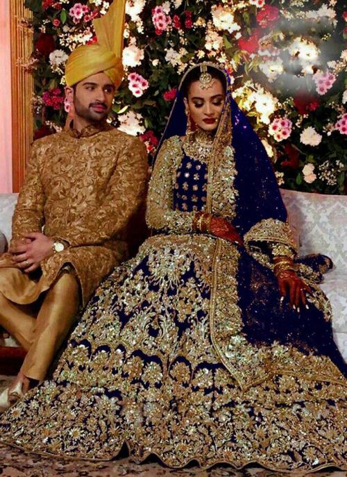 bride wearing lehenga