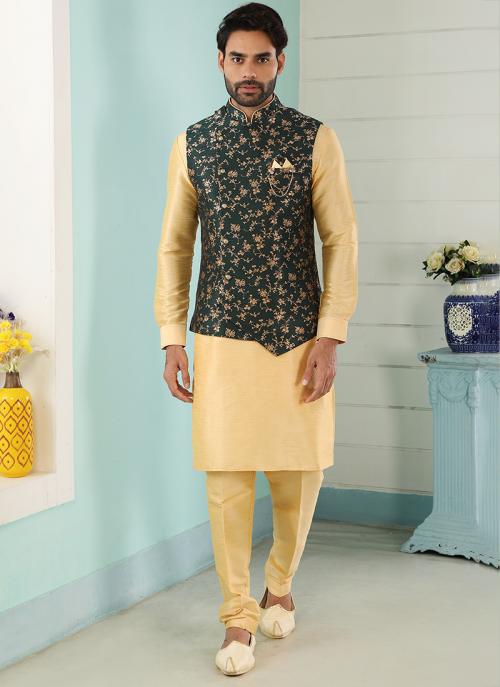 Buy Dark Green Gold Art Banarasi Silk 