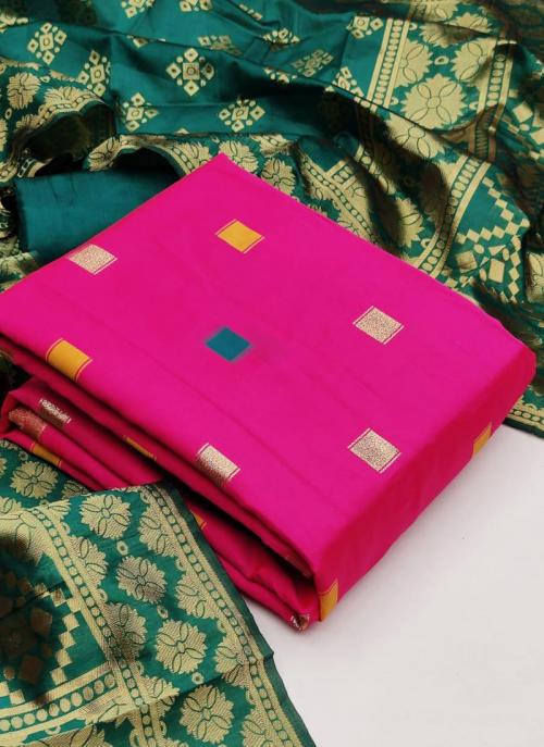 Rani Banarasi Silk Casual Wear Weaving Dress Material