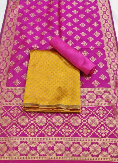 Buy Yellow Banarasi Silk Festival Wear 
