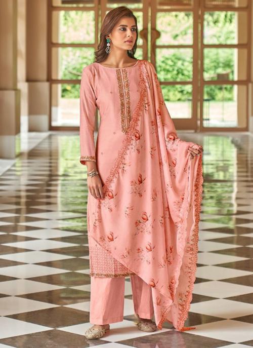 Pink Cotton Festival Wear Embroidery Work Salwar Suit