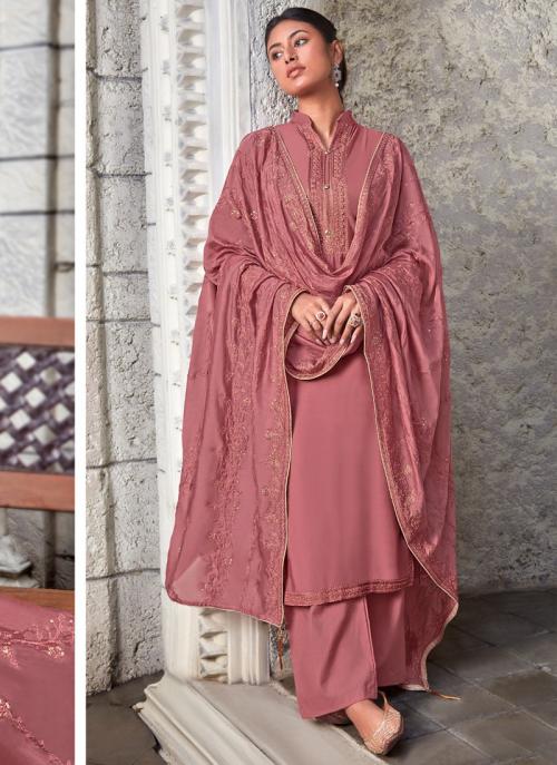 Pink Muslin Party Wear Embroidery Work Salwar Suit