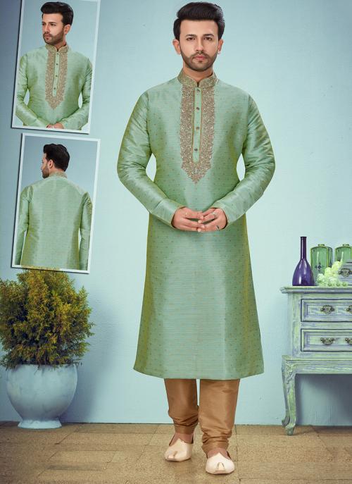 Pista Banarasi jaquard Wedding Wear Weaving Kurta Pajama