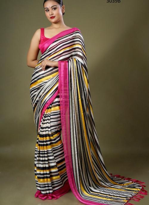 Multi Color Chiffon Casual Wear Printed Work Saree