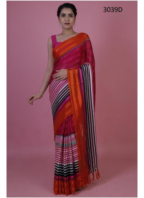 Rani Chiffon Casual Wear Printed Work Saree