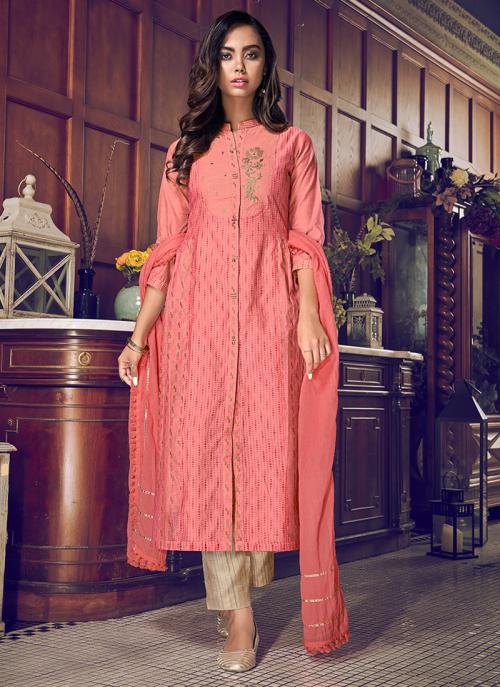 Pink Art Silk Party Wear Embroidery Work Salwar Suit