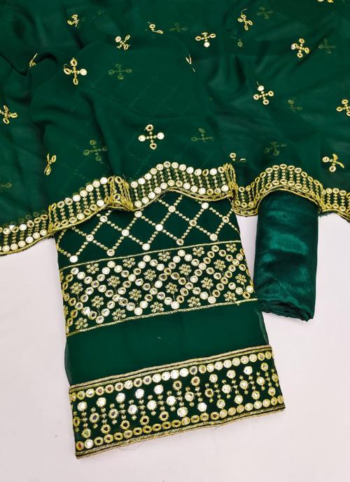 Buy Bottle Green Georgette Festival 