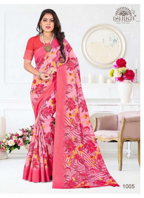Pink Silk Casual Wear Printed Work Saree