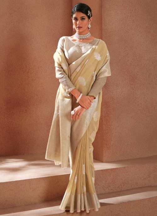 Beige Modal Silk Festival Wear Weaving Saree