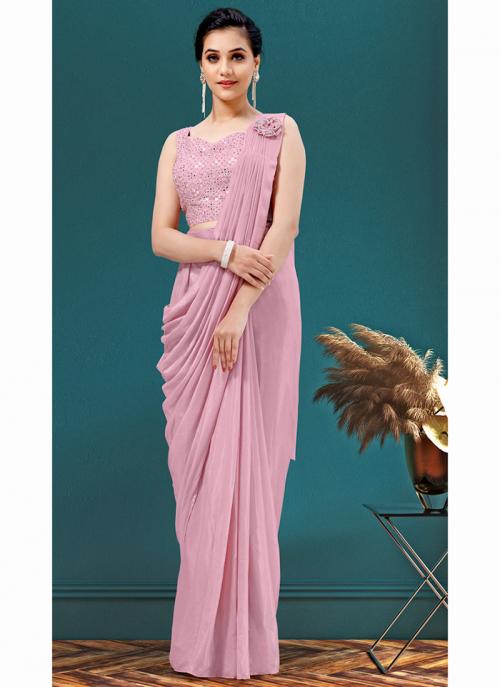 ready to wear saree pink