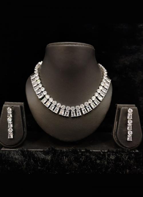 Buy Silver American Diamond Choker 