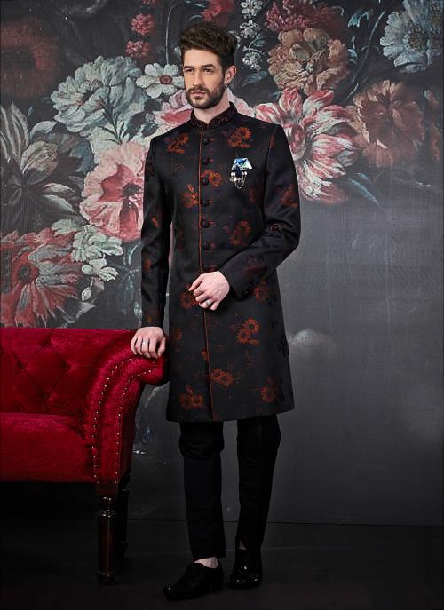 black indo western sherwani