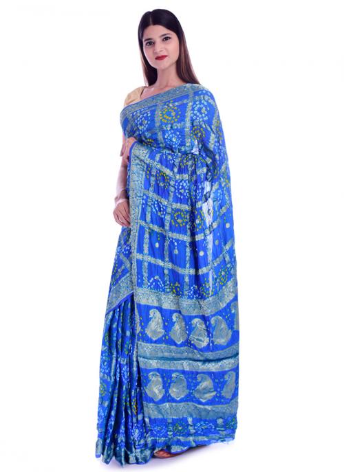 Blue Banarasi Silk Party Wear Printed Work Saree