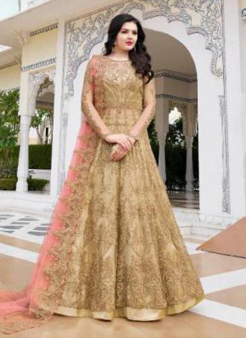 gold anarkali suit