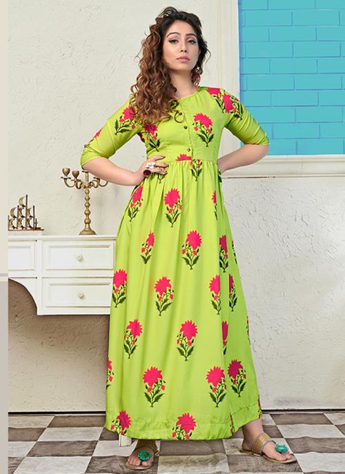 Buy Printed Green Cotton Casual Wear 