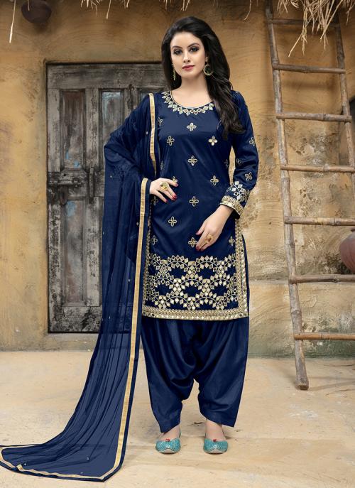 navy blue gota patti suit