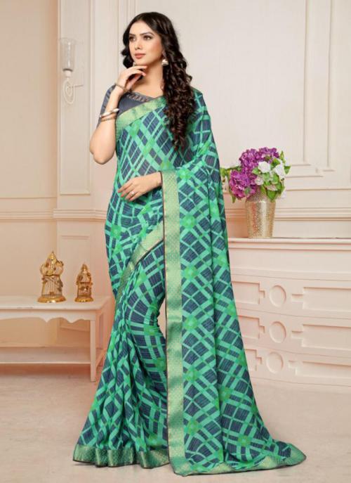 Pista Green Banarasi Silk Regular Wear Printed Work Saree