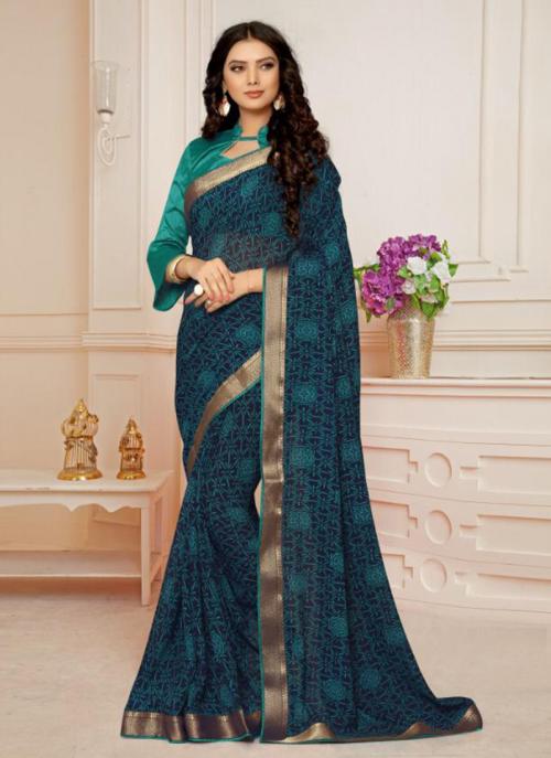 Rama Banarasi Silk Regular Wear Printed Work Saree