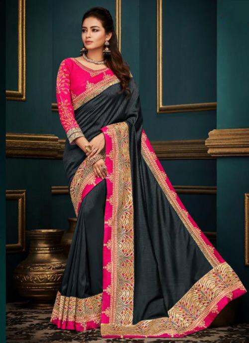 Rama Fancy Silk Reception Wear Border Work Saree