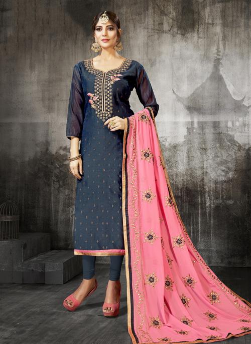 Rama Modal Silk Party Wear Gota Patti Work Churidar Style