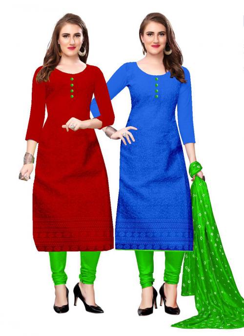 Blue Cotton Daily Wear Chikan Work 
