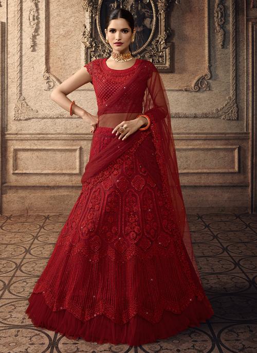 red lehenga for reception