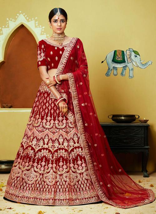 stone work wedding lehenga