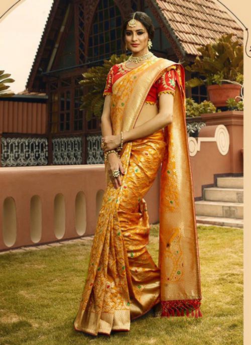 orange wedding saree