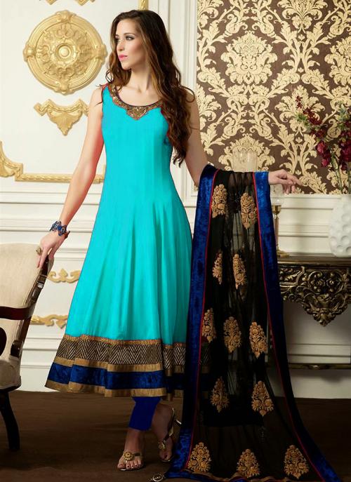 sky blue anarkali suit