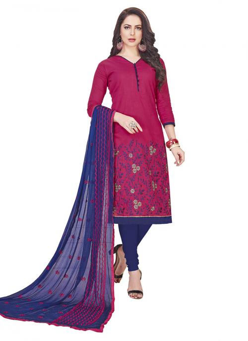 Violet South Cotton Casual Wear Embroidery Work Churidar Style