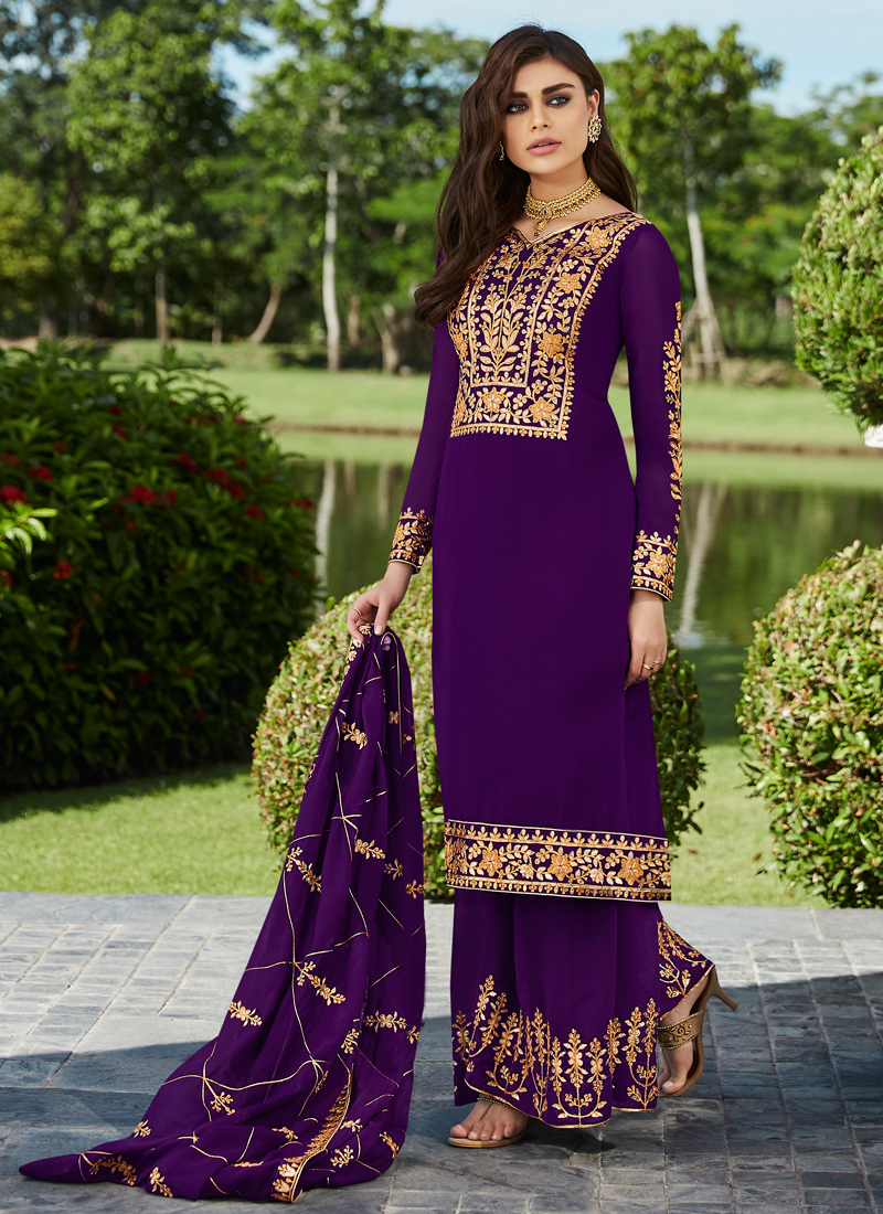 purple gota patti suit