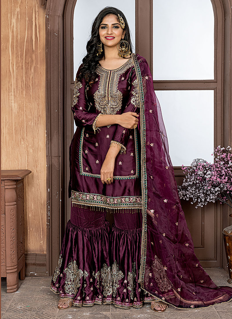 designer sharara suit for wedding
