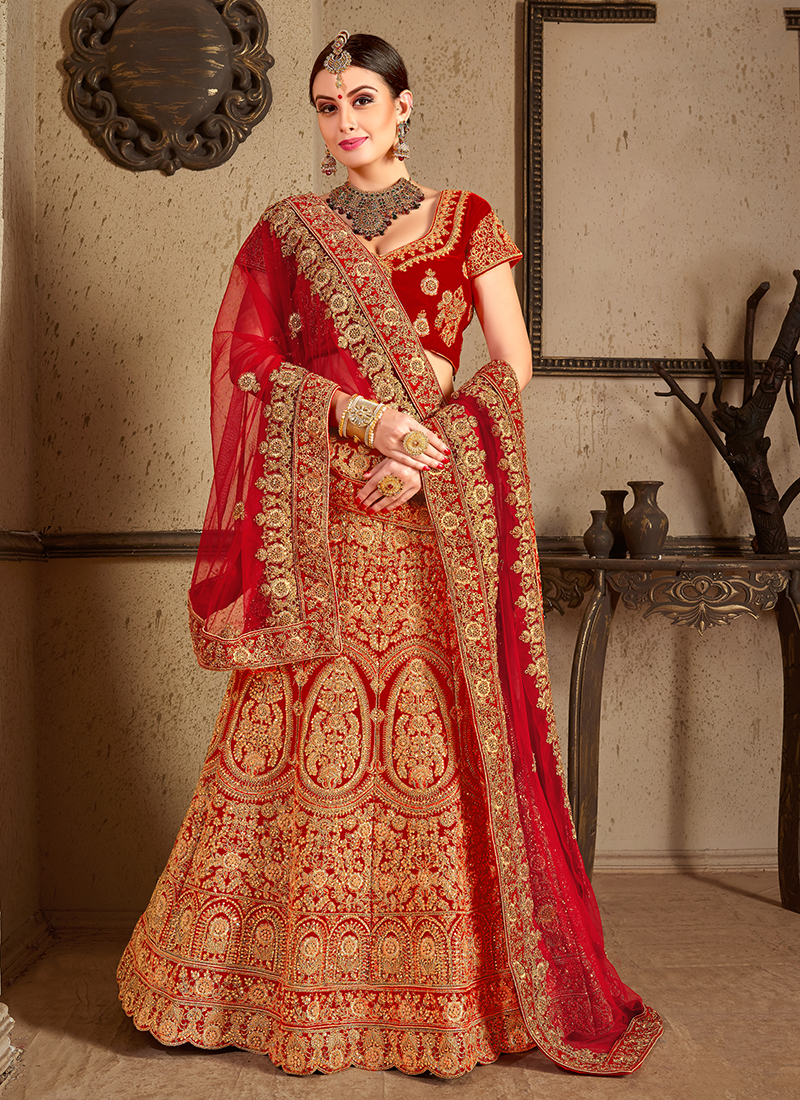 stone work wedding lehenga